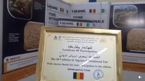 Certificat de participation à la 56e Foire Internationale d’Alger, République du Tchad, sur le stand Locavel