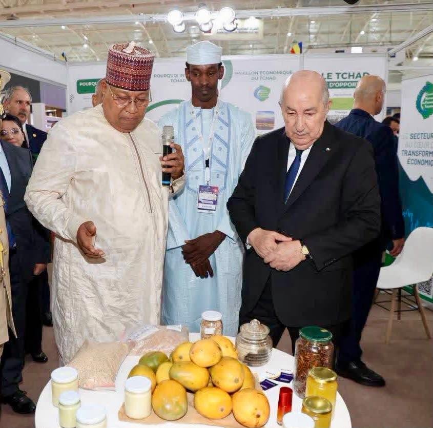 Présentation des produits tchadiens lors de la visite présidentielle.